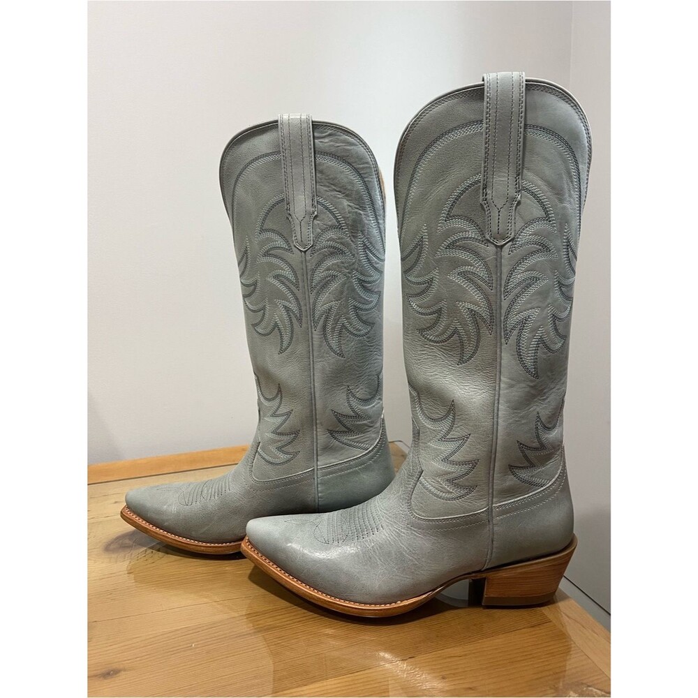 Tecovas Annie Slate Blue Leather cowboy western Boots size 10